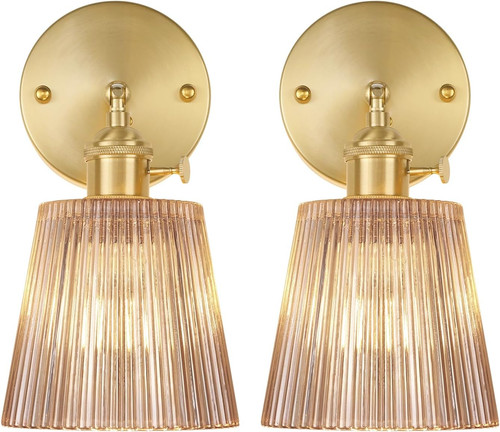 Vintage brass wall sconces set - brass,